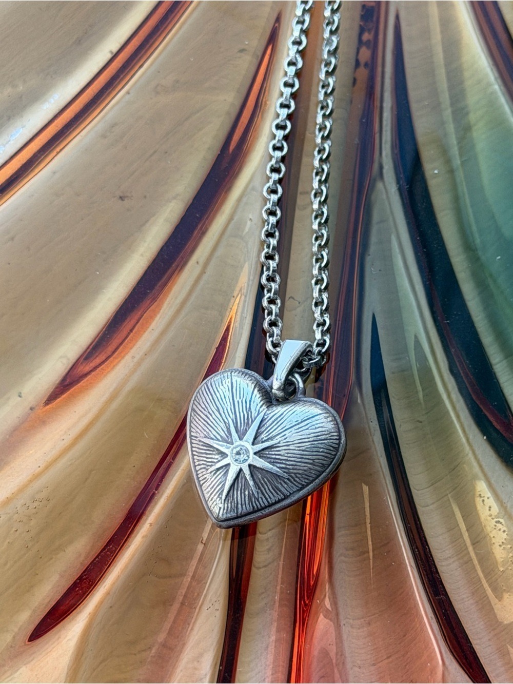 Brighton Amore Shades Sky White Heart Pendant Necklace with Starburst Detail - Picture 3 of 5